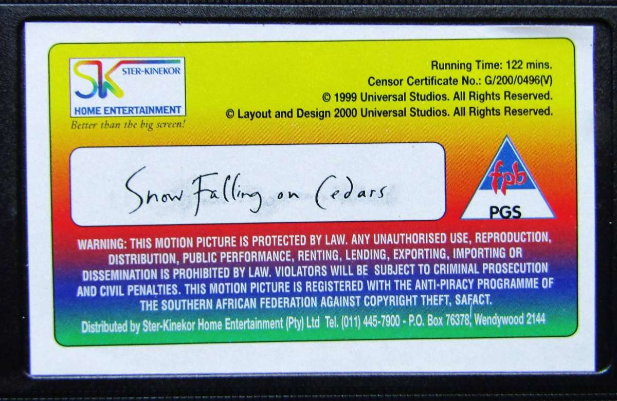 Snow Falling on Cedars - Movie VHS Tape (2000)
