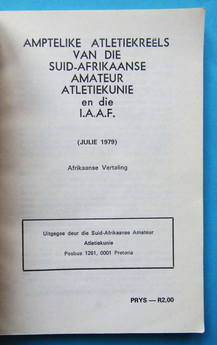 1979 SA Amateur Athletics Union Amptelike Reëls Booklet