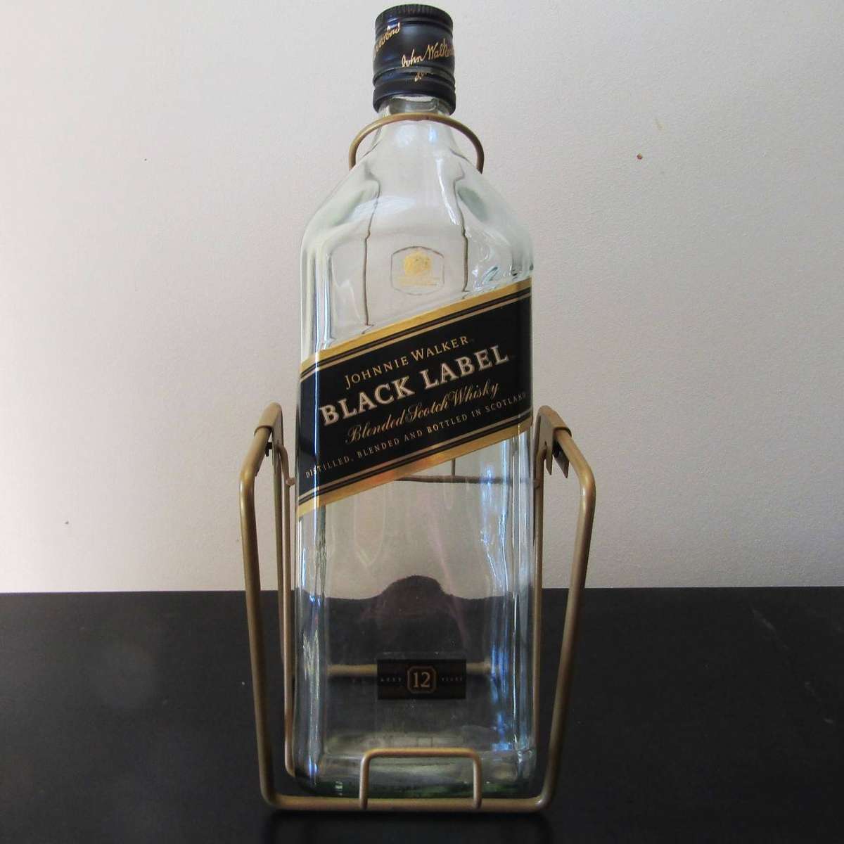 Large Old Johnnie Walker 3 Liter Whisky Bottle with Stand