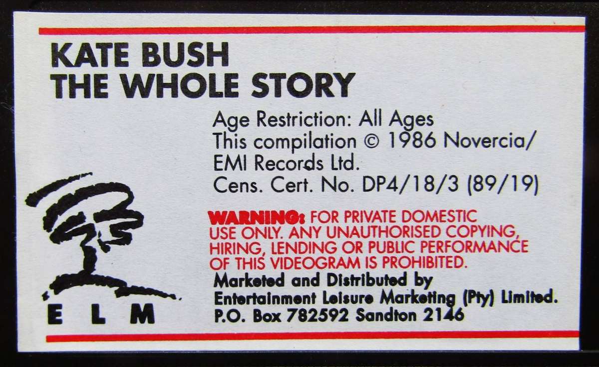Kate Bush - The Whole Story - VHS Video Tape (1986)