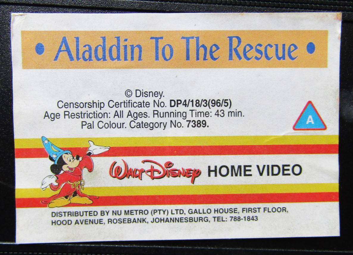 Aladdin to the Rescue - Walt Disney VHS Tape (1996)