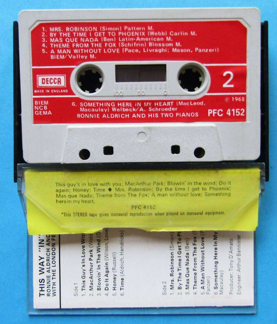 Ronnie Aldrich and His Two Pianos - Cassette Tape (1968)