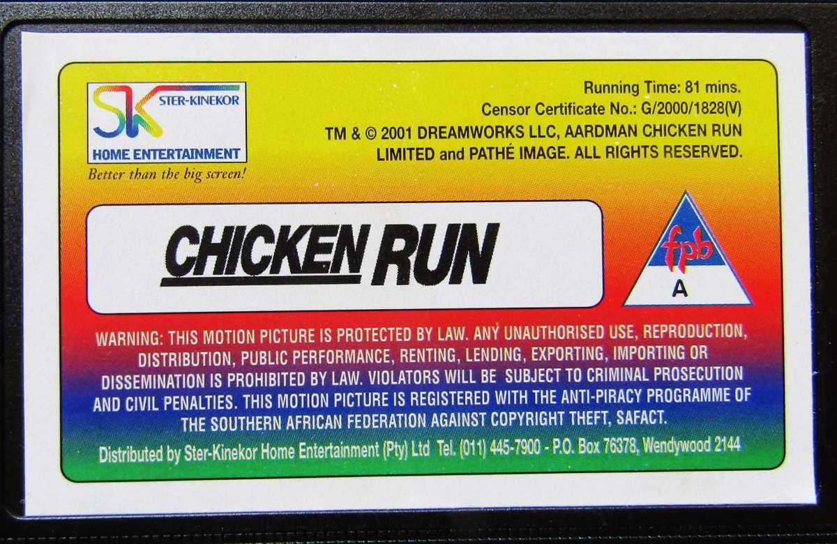 Chicken Run - Movie VHS Tape (2001)