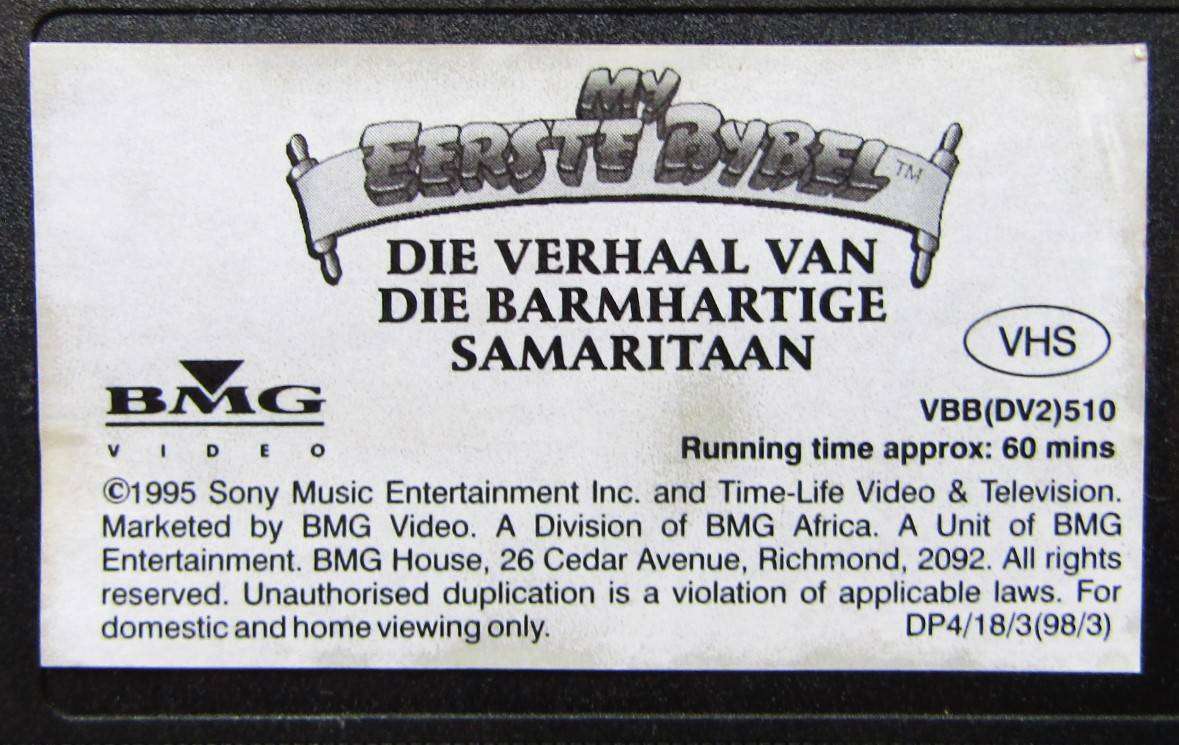 Die Barmhartige Samaritaan - My Eerste Bybel - VHS Video Tape (1995)
