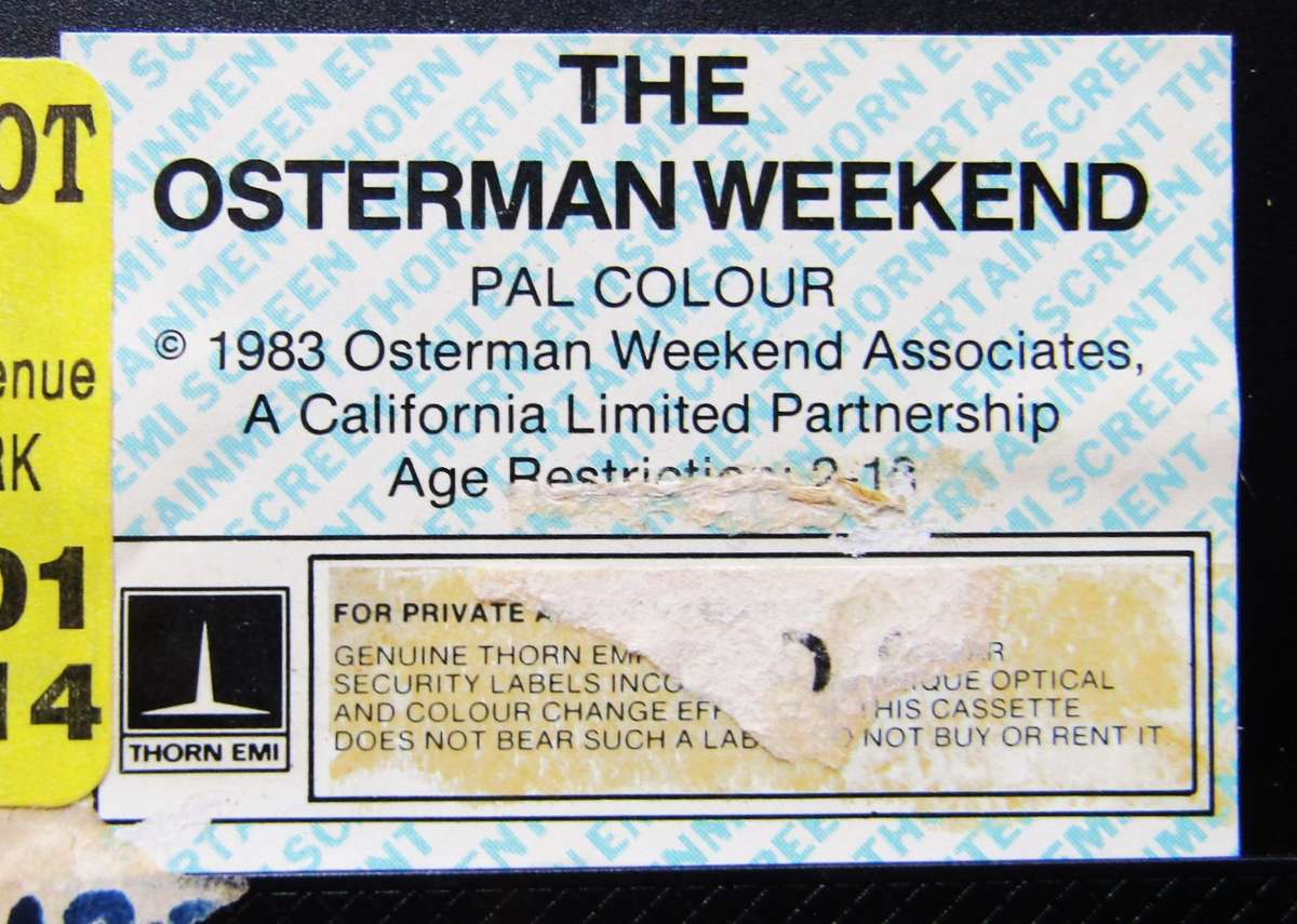 The Osterman Weekend - Spy Movie VHS Tape (1983)
