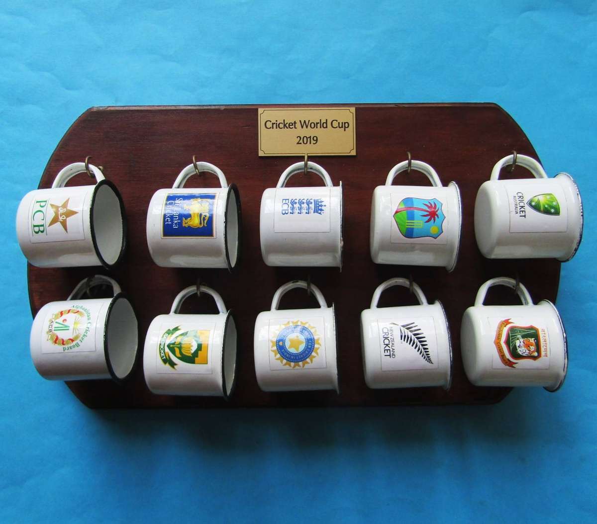 2019 Cricket World Cup Plaque with 10 Metal Cups