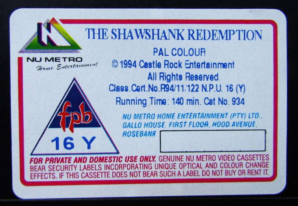 The Shawshank Redemption - Movie VHS Tape (1994)