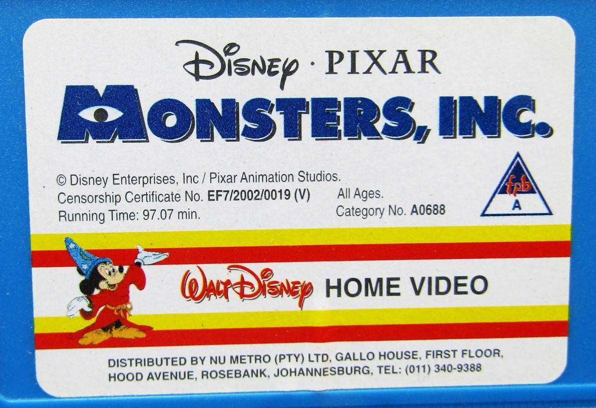 Monsters Inc. - Walt Disney - Movie VHS Tape (2002)