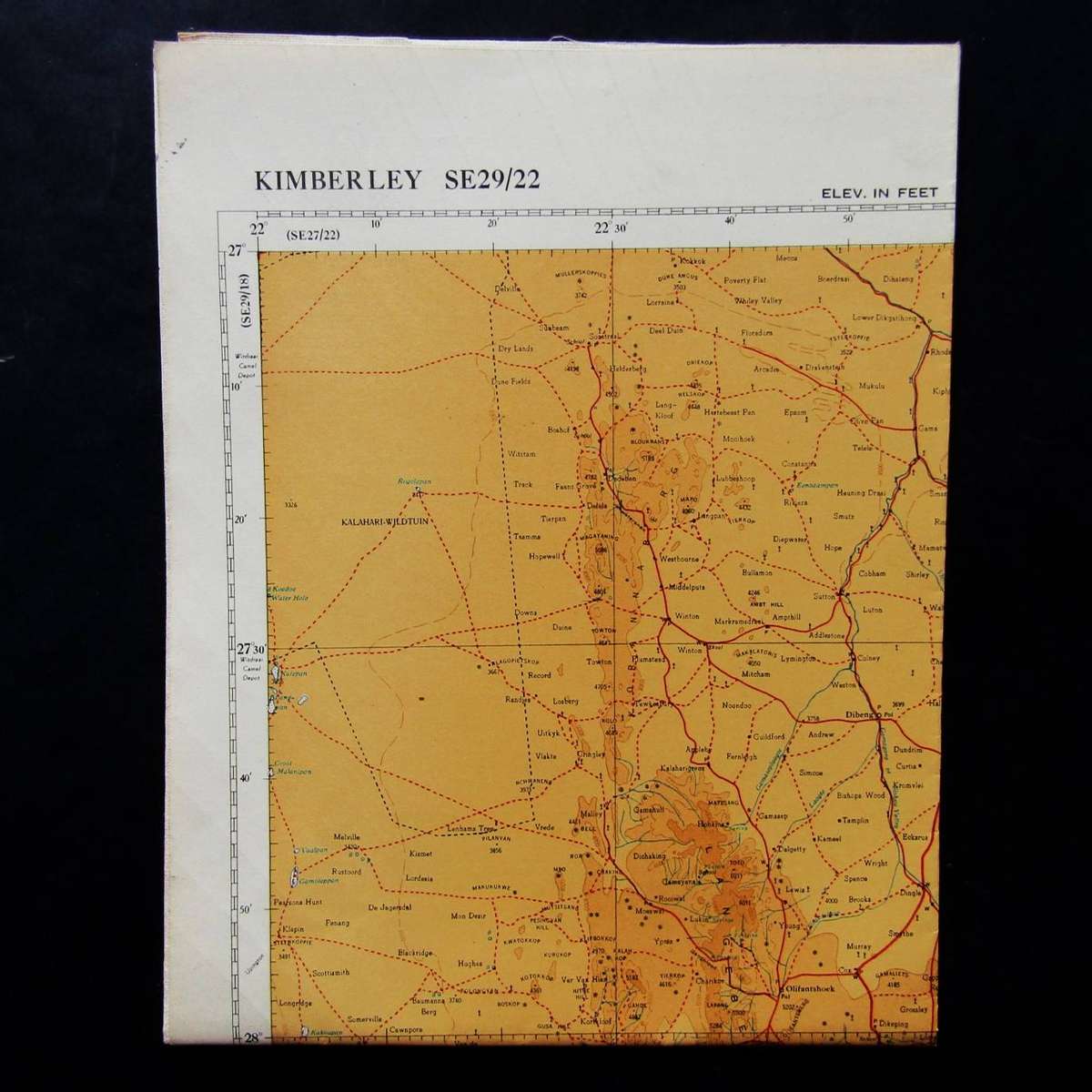 Large 1:500,000 Topographical Map of Kimberley from 1950
