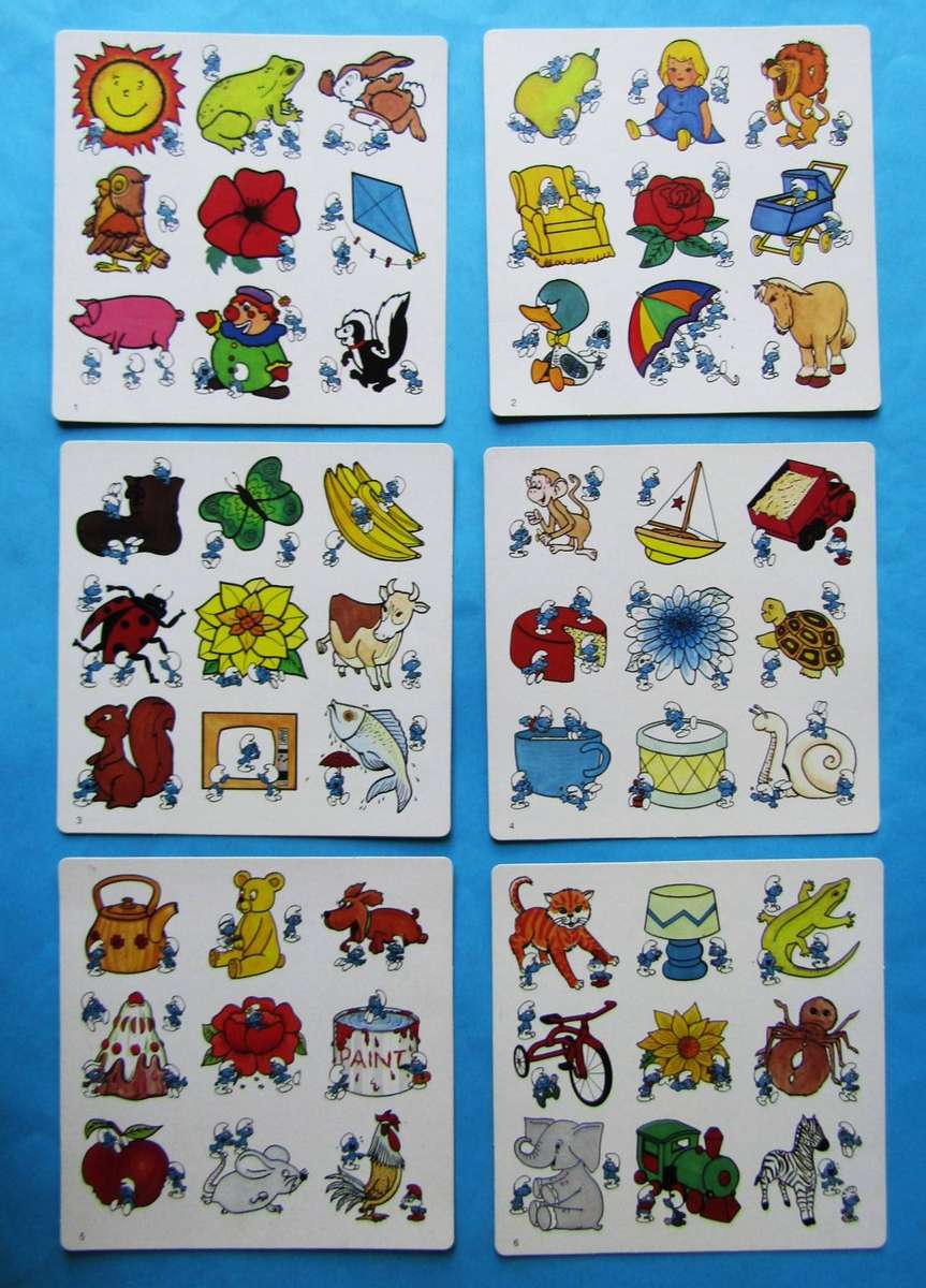 Old Made in South Africa Peyo Smurfs Lotto Game