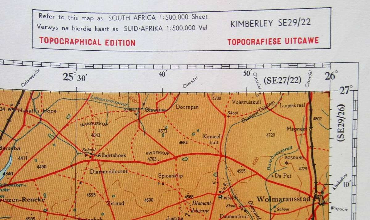 Large 1:500,000 Topographical Map of Kimberley from 1950