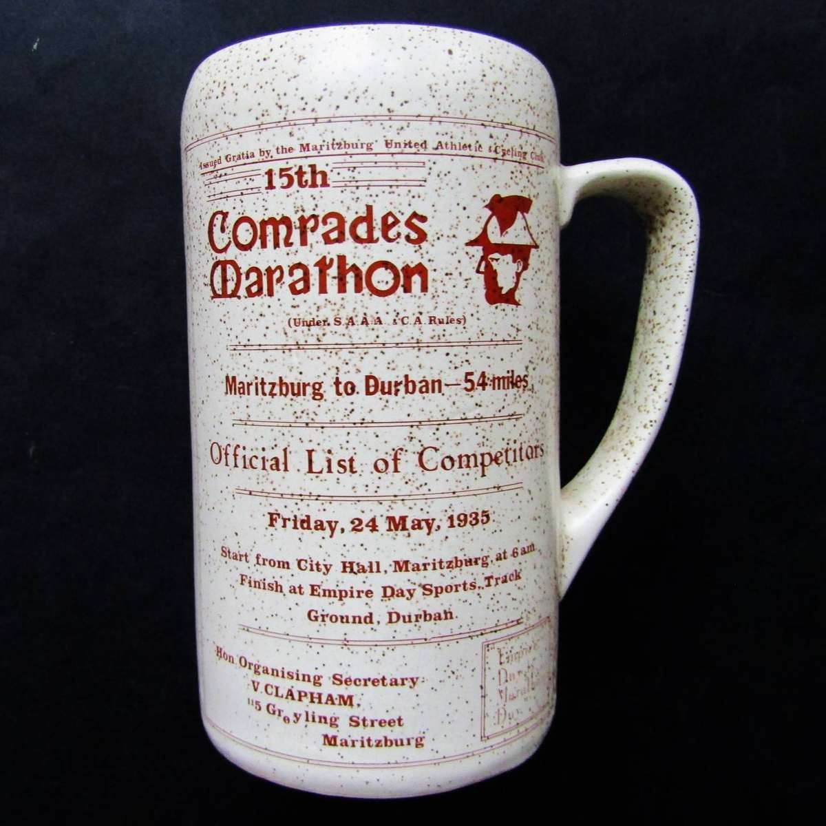 Large Old Comrades Marathon Beer Mug