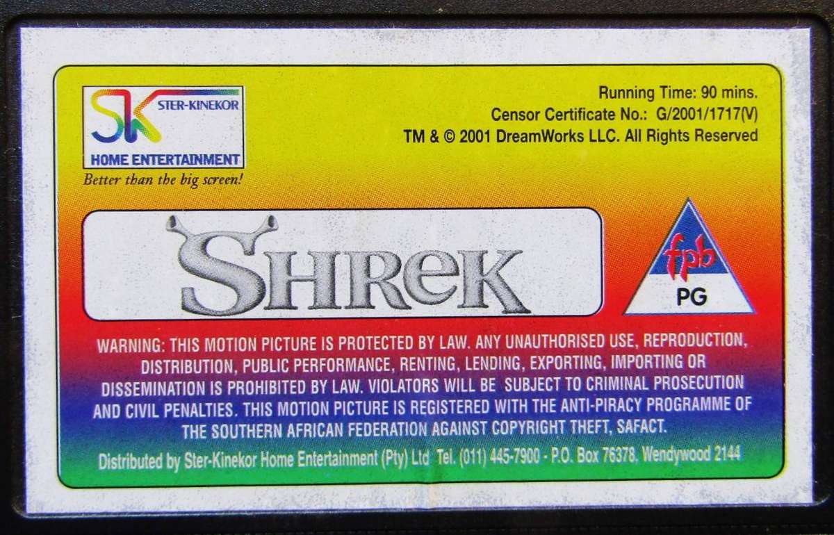 Shrek - Movie VHS Tape (2001)