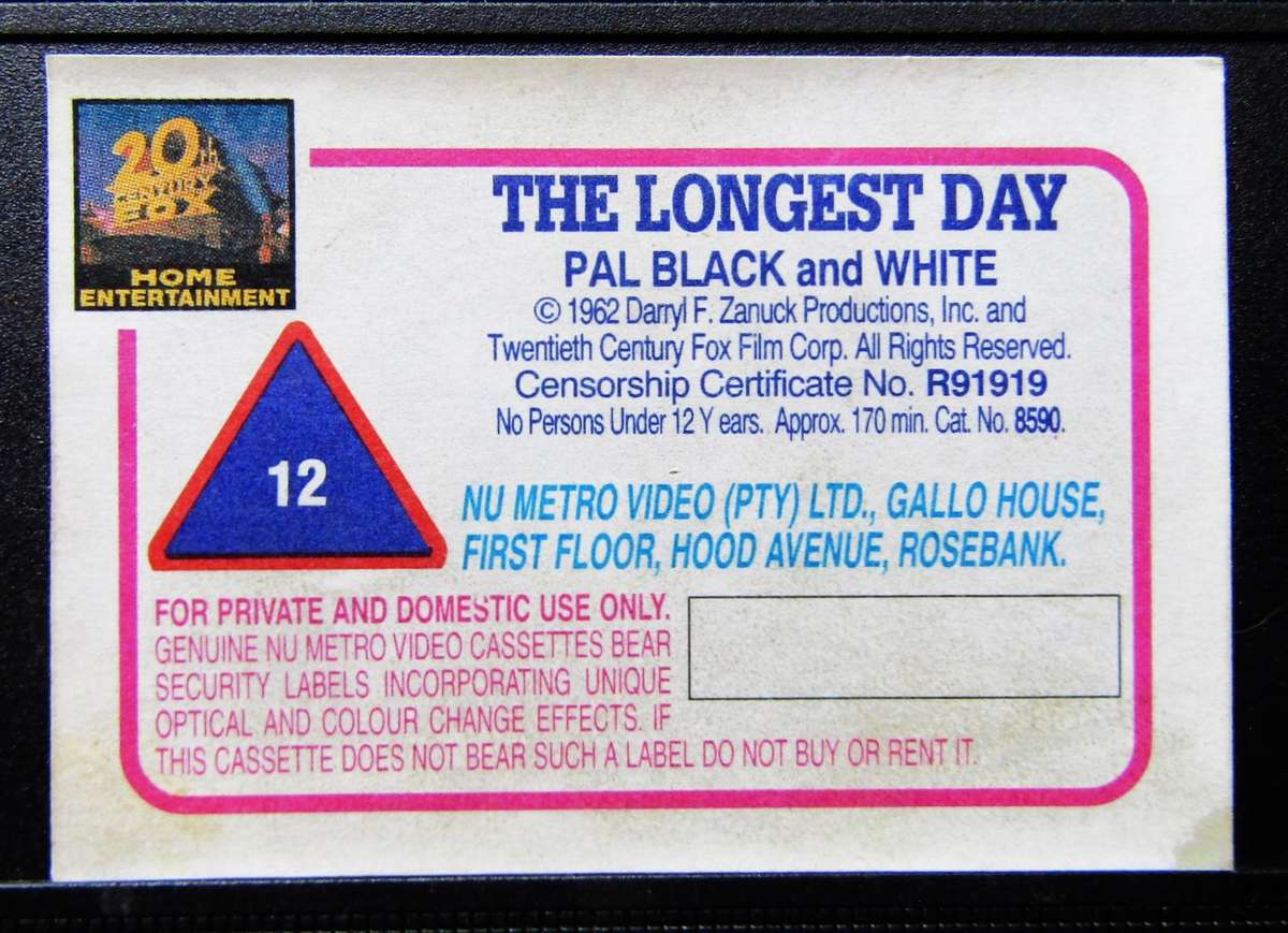 The Longest Day - War Movie VHS Tape (1995)