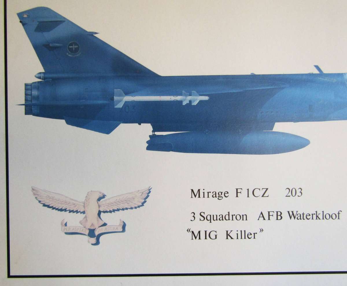 SAAF 3 Squadron Mirage Aircraft Hardboard Display