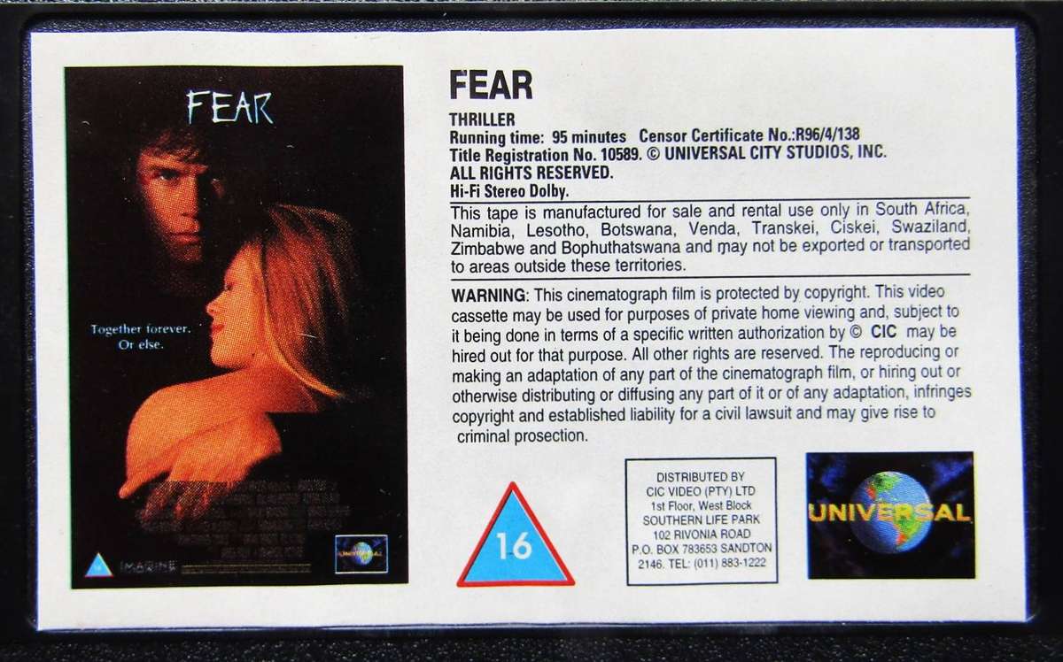 Fear - Mark Wahlberg - Movie VHS Tape (1996)
