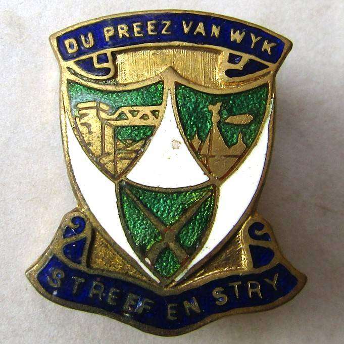 Old Laerskool Du Preez Van Wyk Pin Badge