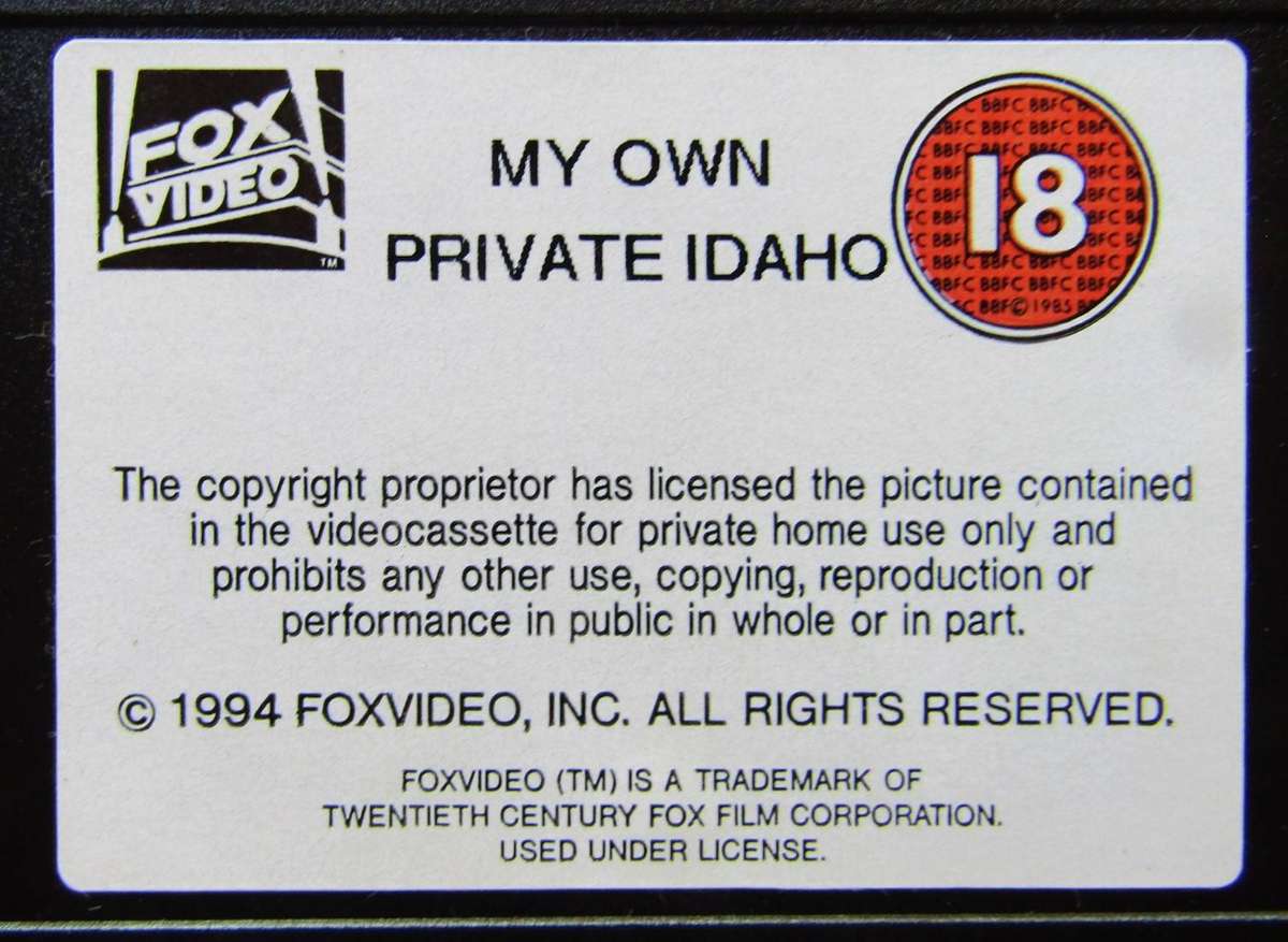 My Own Private Idaho - River Phoenix - Movie VHS Tape (1994)