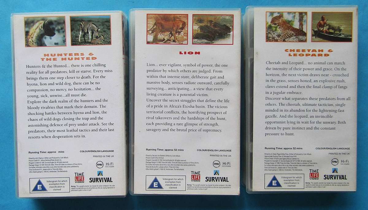 3 Predators of the Wild VHS Video Tapes (1995)