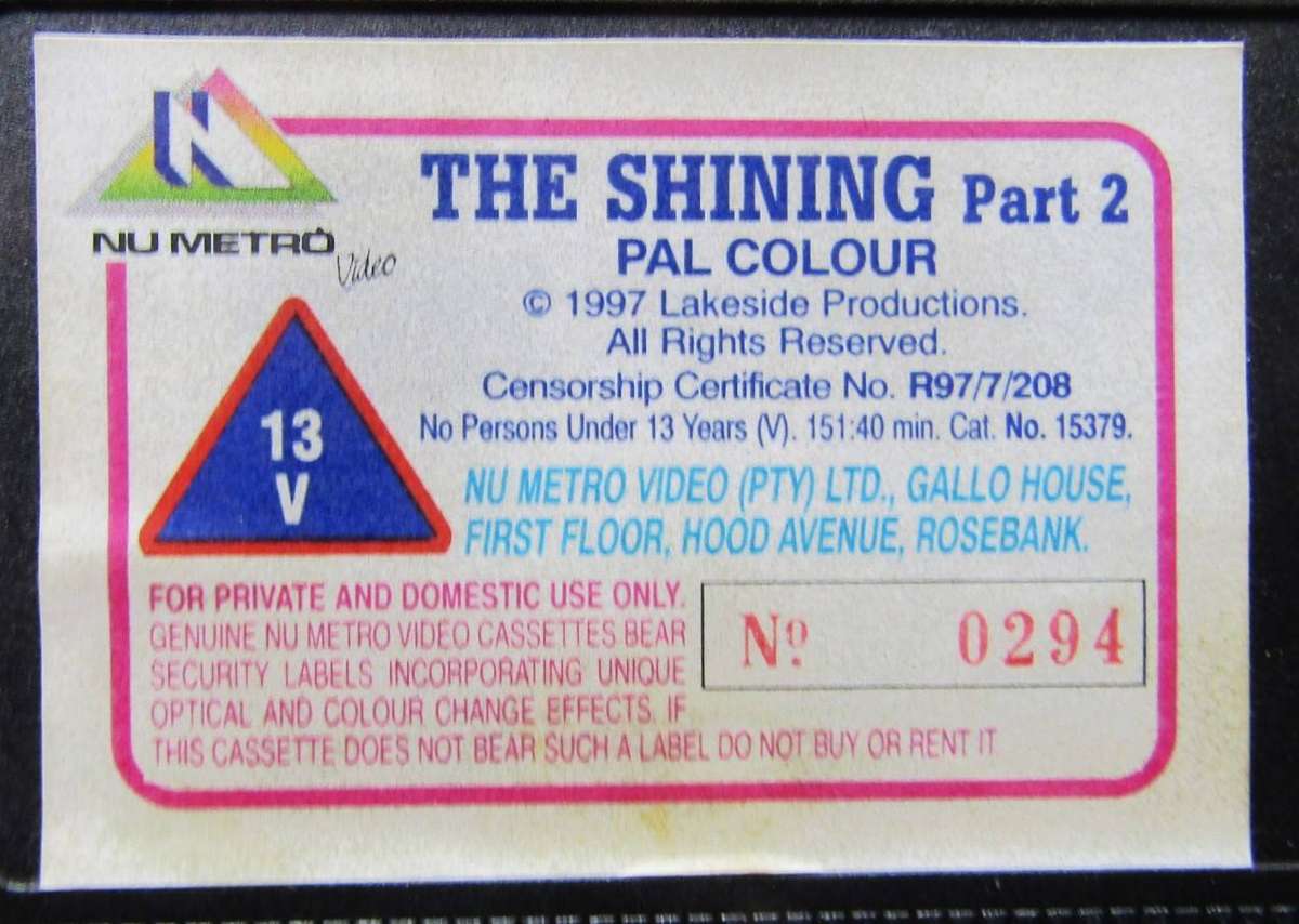 The Shining Part 2 - Horror TV Mini Series VHS Tape (1997)