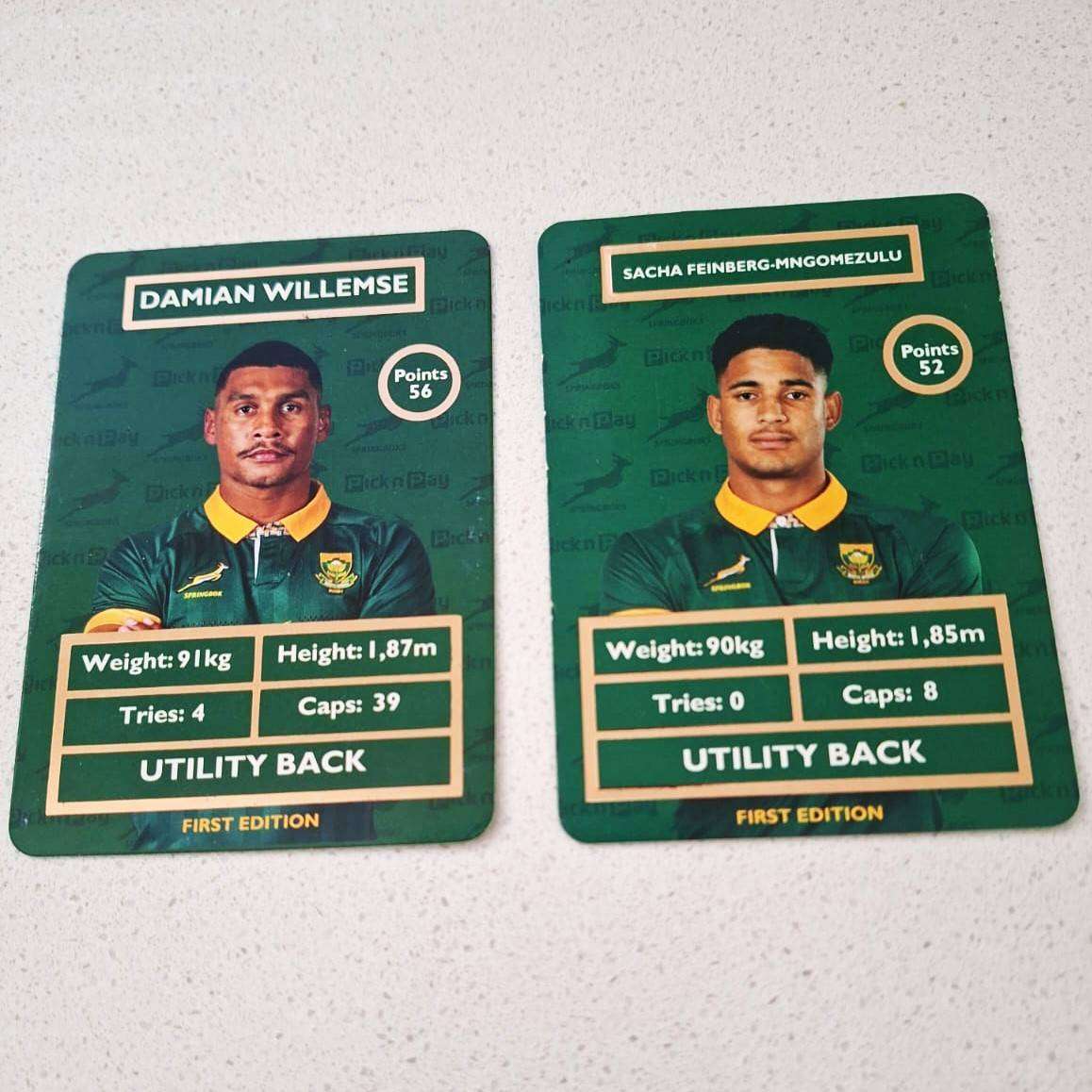 Damian and Sacha Springbok Rugby Trading Cards
