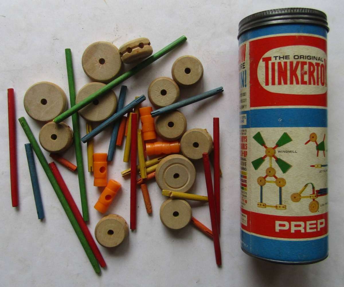 Vintage Tinkertoy Prep Construction Set from the 60's