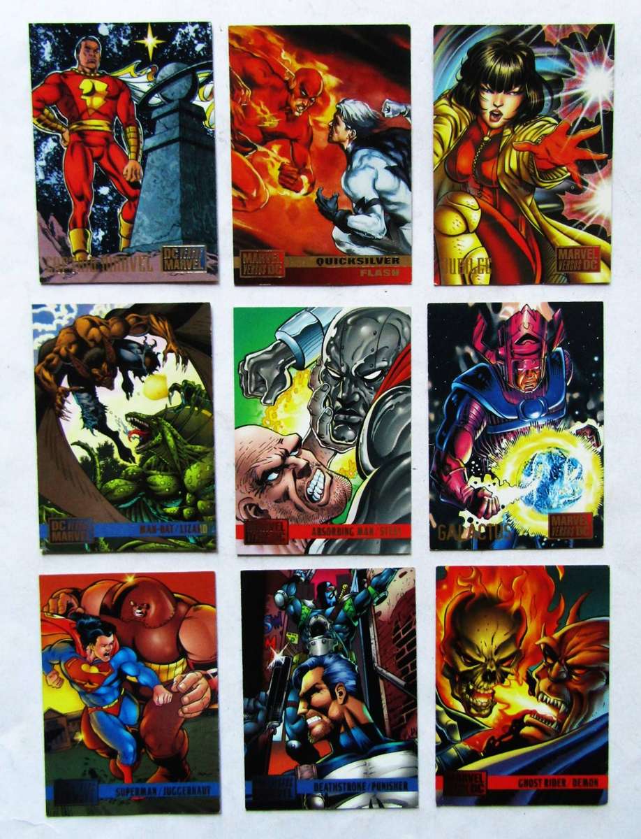 Lot of 9 Marvel vs DC Comics Trading Cards from 1995