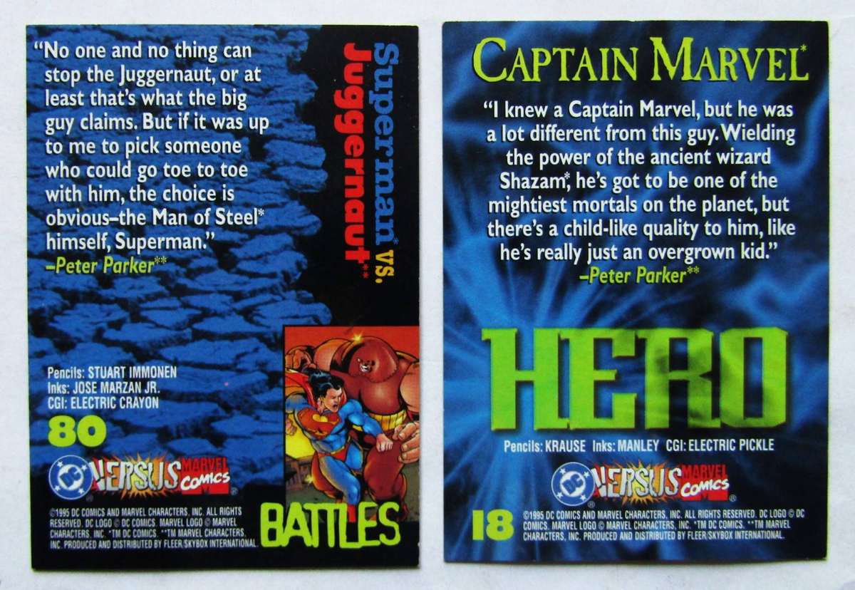 Lot of 9 Marvel vs DC Comics Trading Cards from 1995