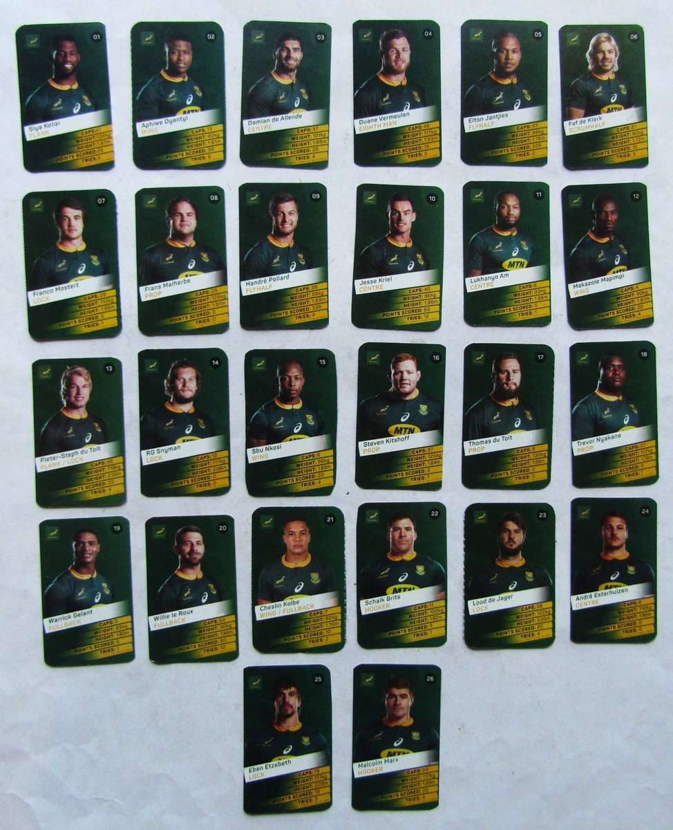 Lot of 26 Springbok Rugby Super Trading Cards