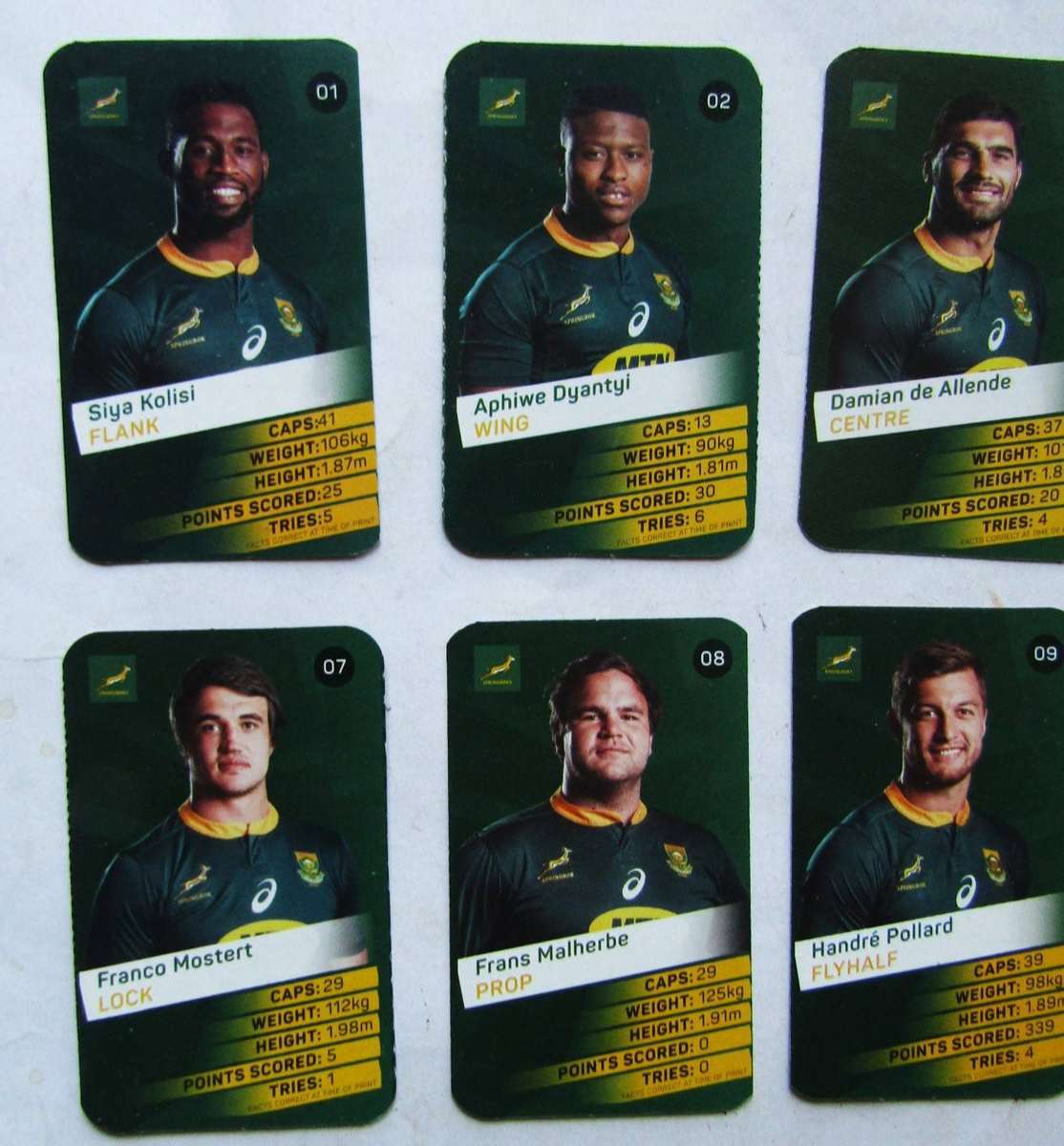 Lot of 26 Springbok Rugby Super Trading Cards