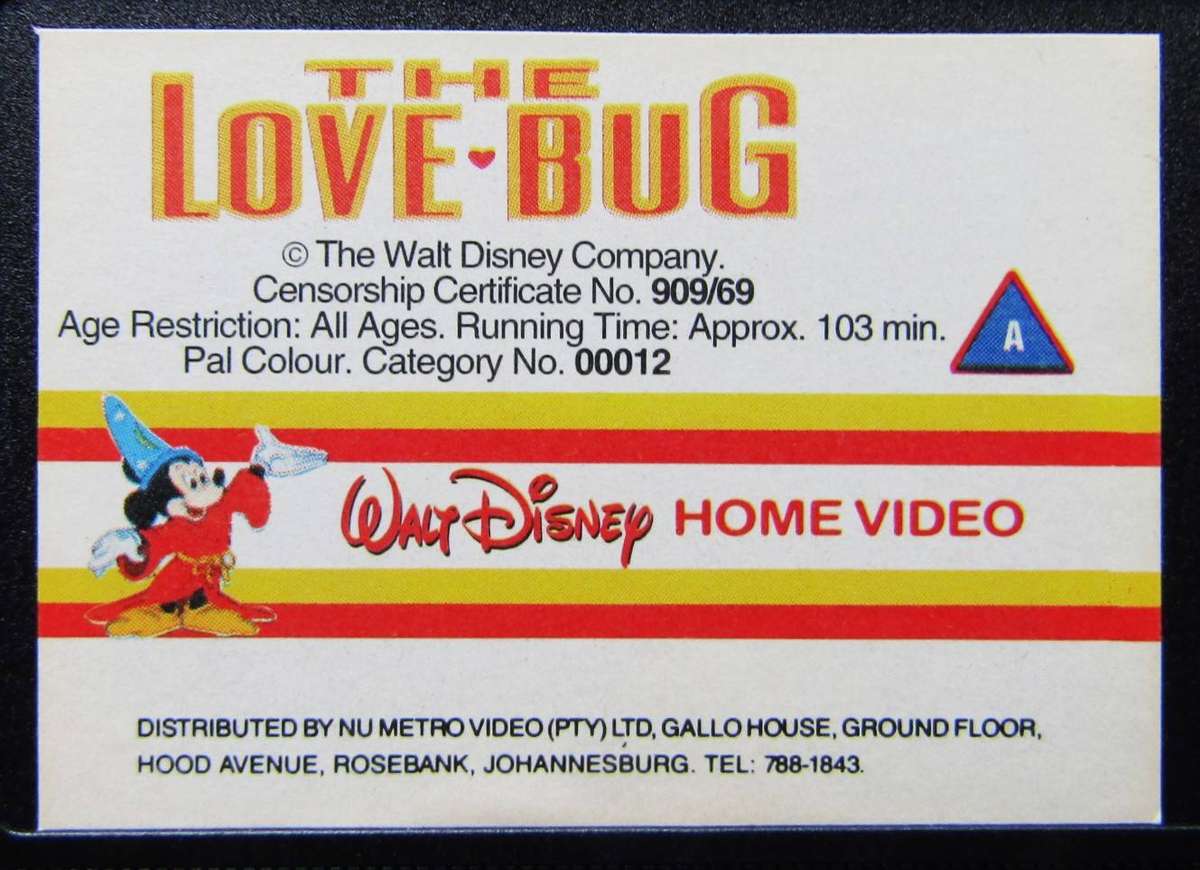 The Love Bug - Walt Disney - Herbie Movie VHS Tape