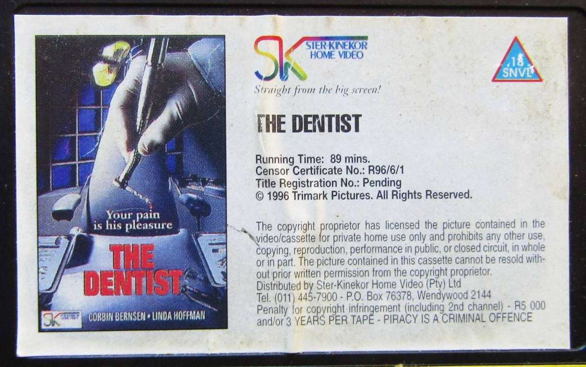 The Dentist - Horror Movie VHS Tape (1996)