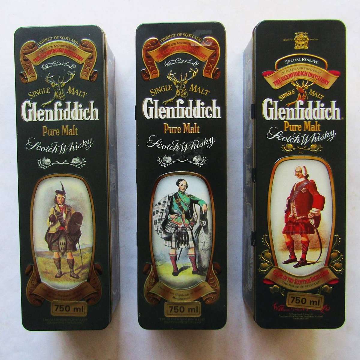 3 Old Glenfiddich Whisky Tins