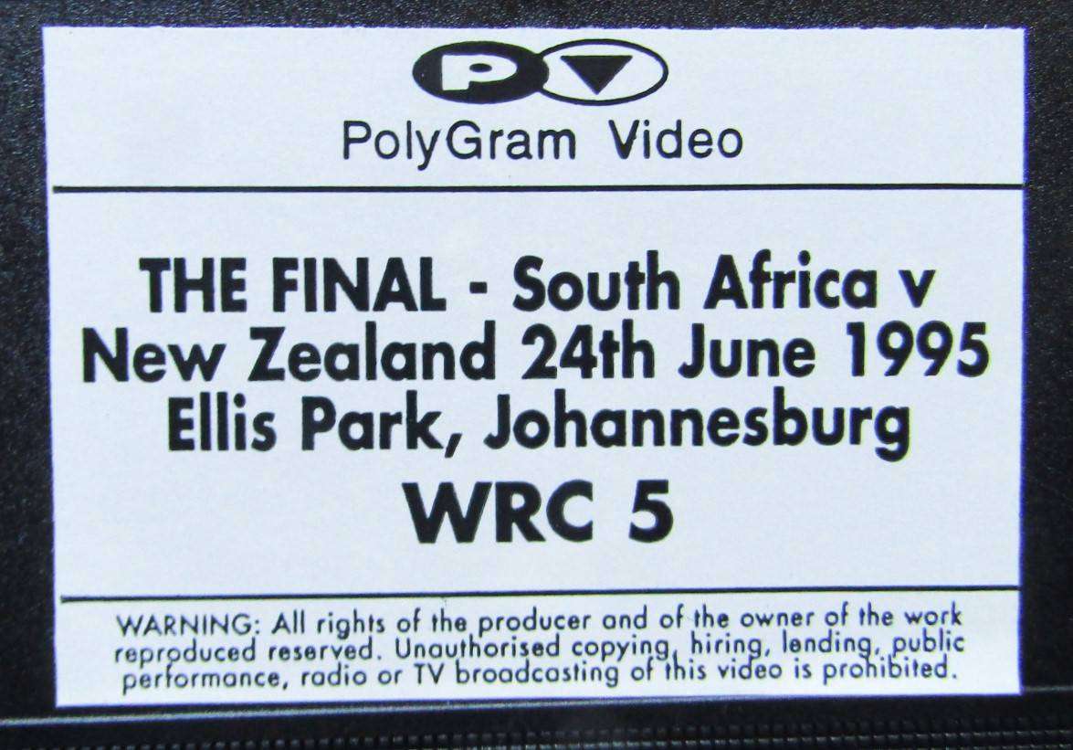 1995 Rugby World Cup - The Final - VHS Video Tape