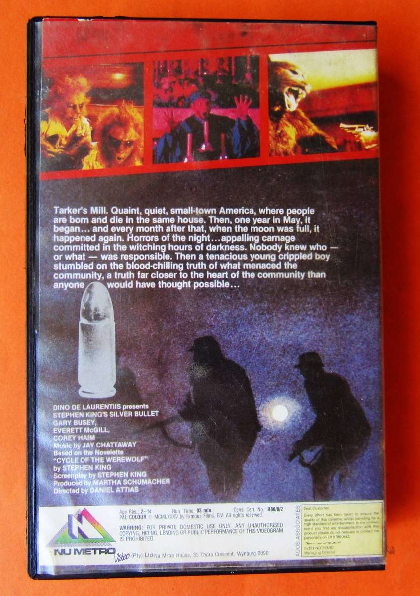 Empty Case for a Silver Bullet Horror Movie VHS Tape (1985)