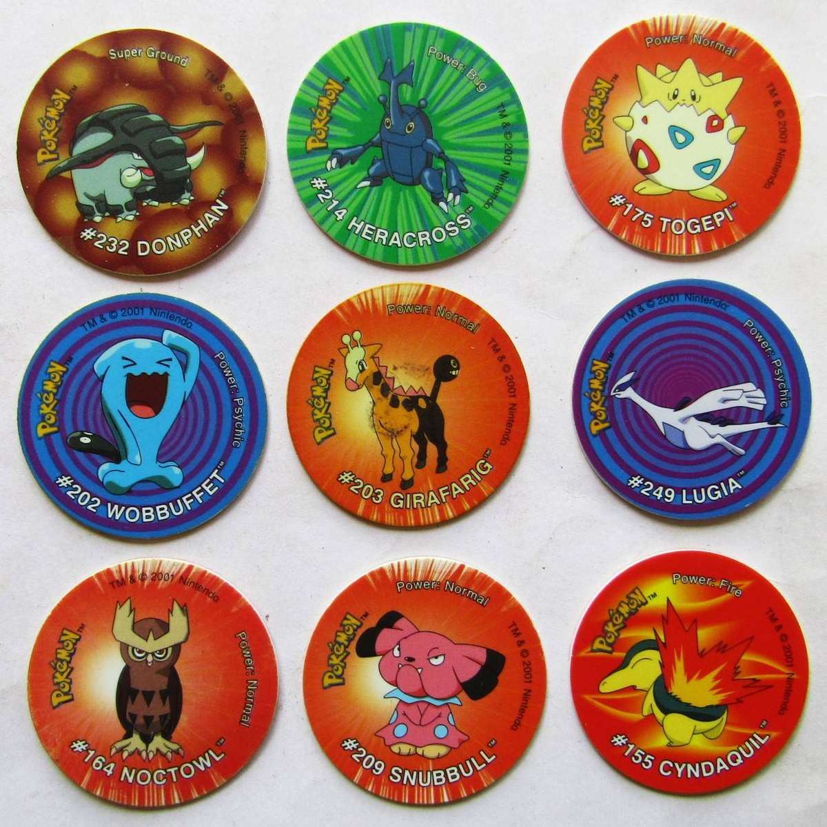 Lot of 9 Pokemon WJ Tazo Slammers by Simba