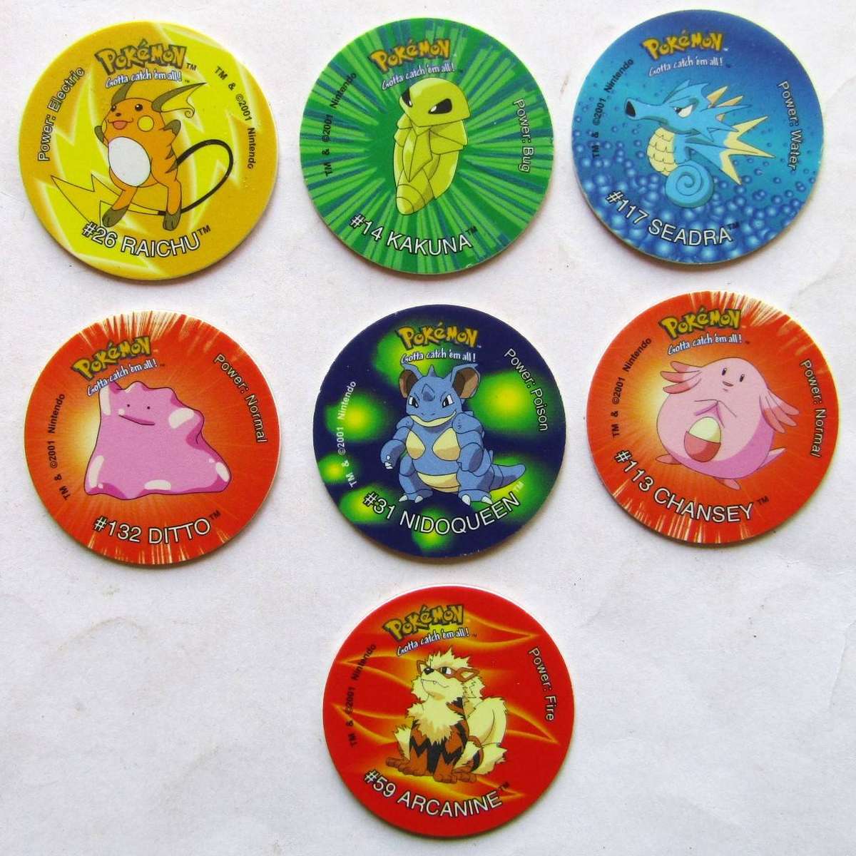 Lot of 7 Pokemon Tazo 3 Slammers by Simba