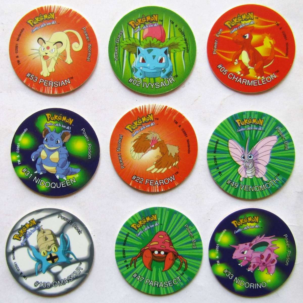 Lot of 9 Pokemon Tazo 3 Slammers by Simba