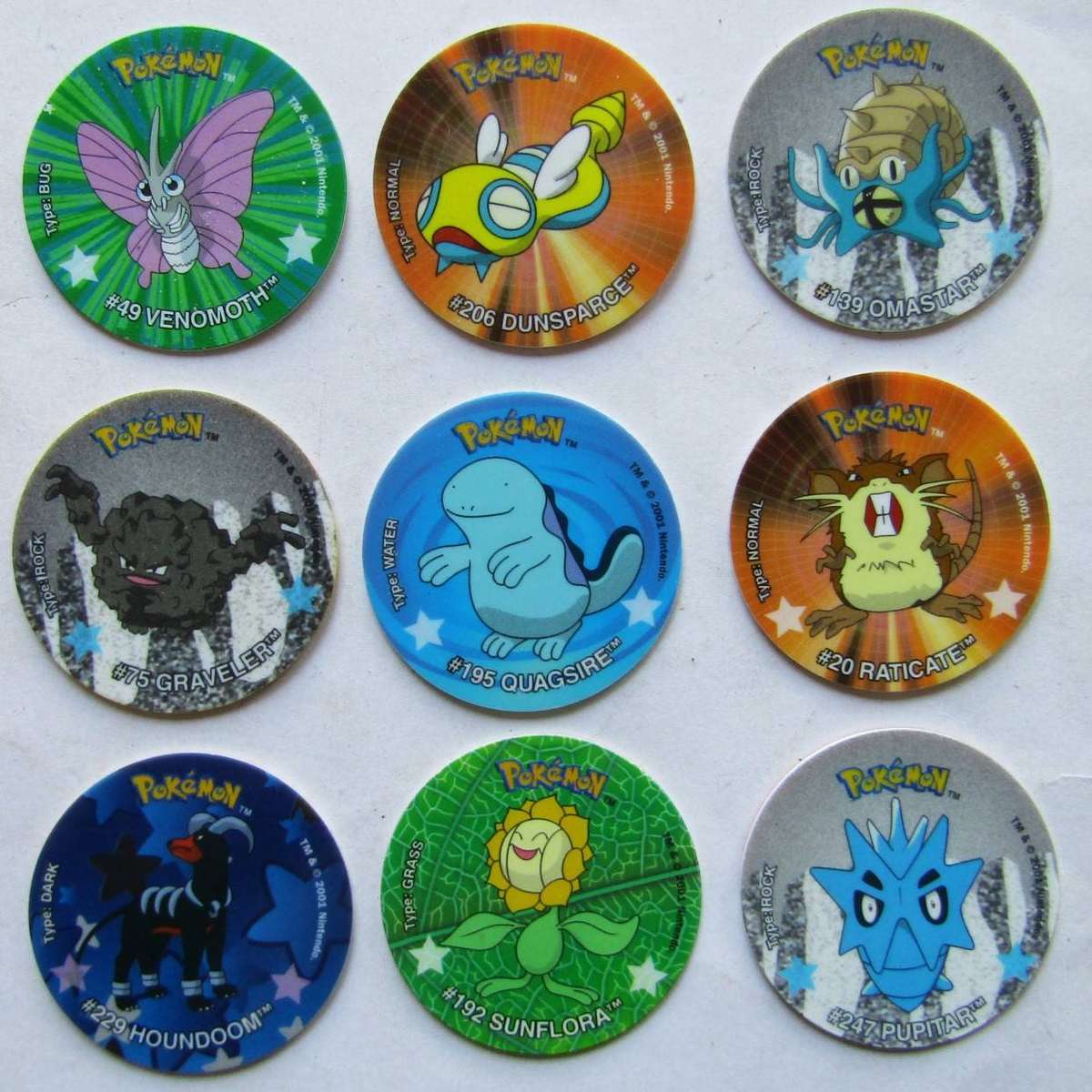 Lot of 9 Pokemon Last Ever Collection Tazos by Simba
