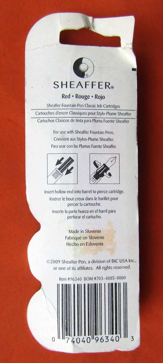 5 Sheaffer Red Classic Ink Pen Cartridges