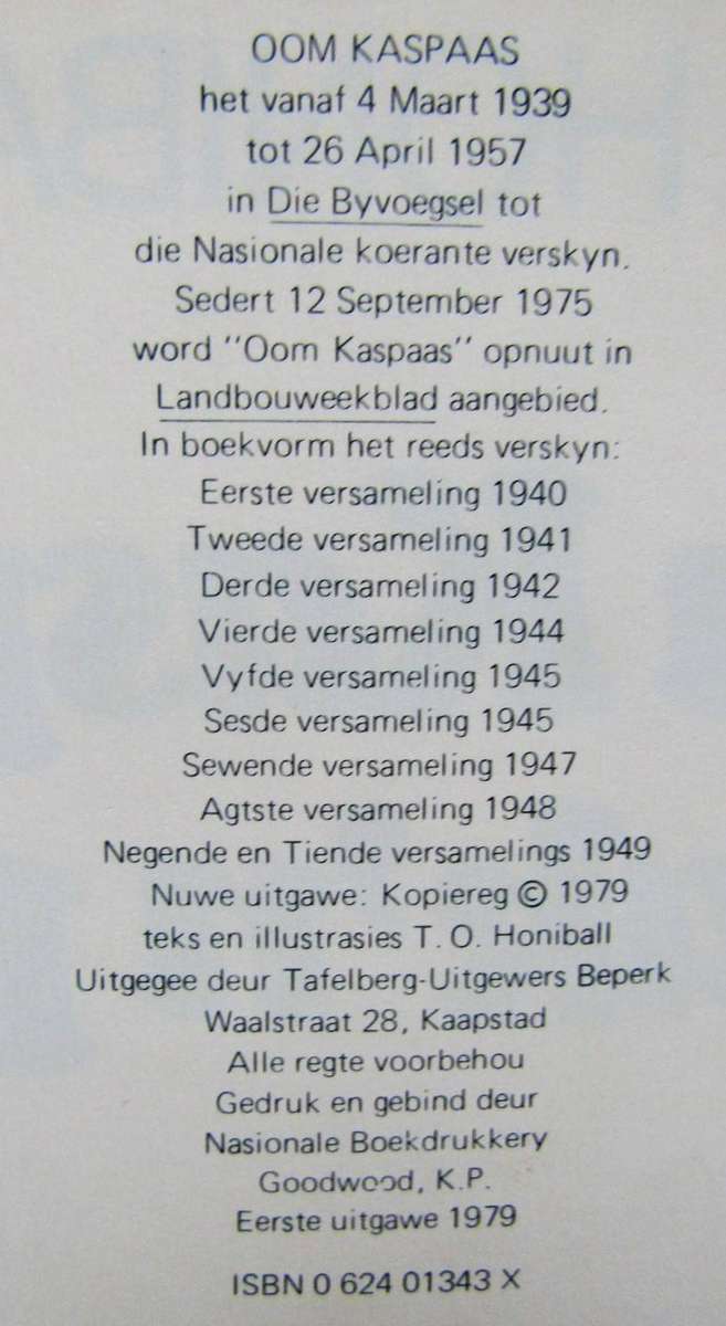 Oom Kaspaas Maak 'n Plan - Hardcover Book (1979)