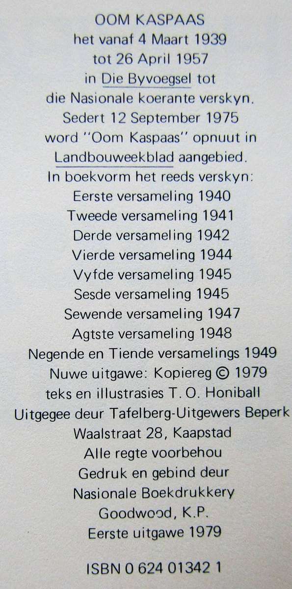 Oom Kaspaas op Hol - Hardcover Book (1979)