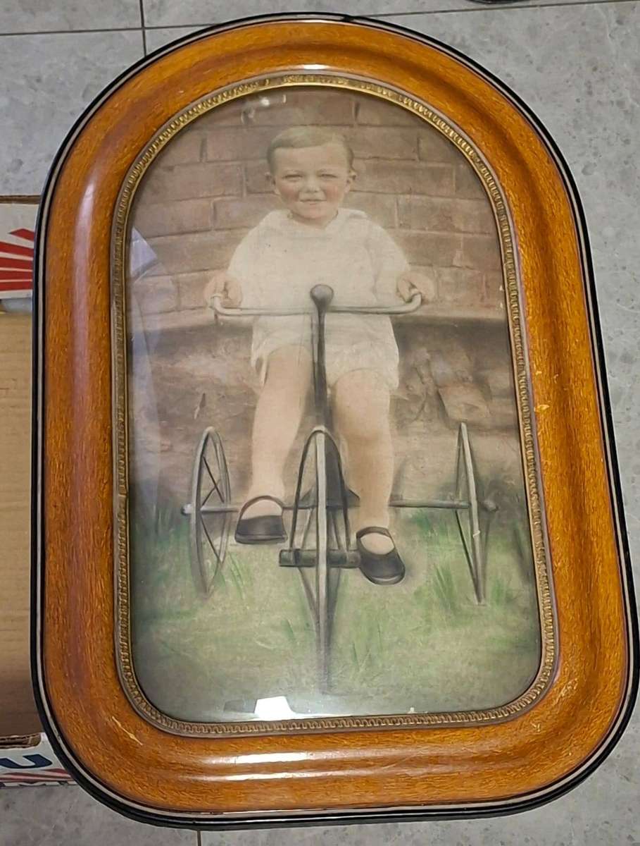 Vintage Child on Bicycle Framed Photo