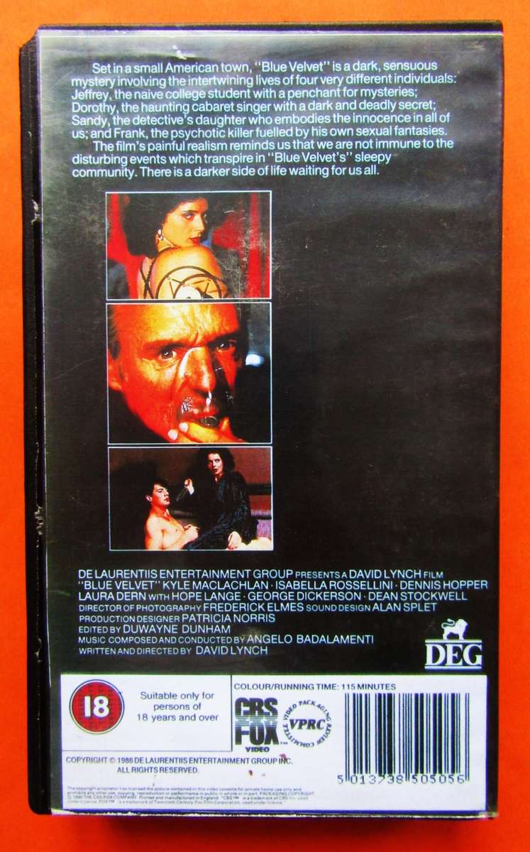 Blue Velvet - David Lynch - Movie VHS Tape (1990)