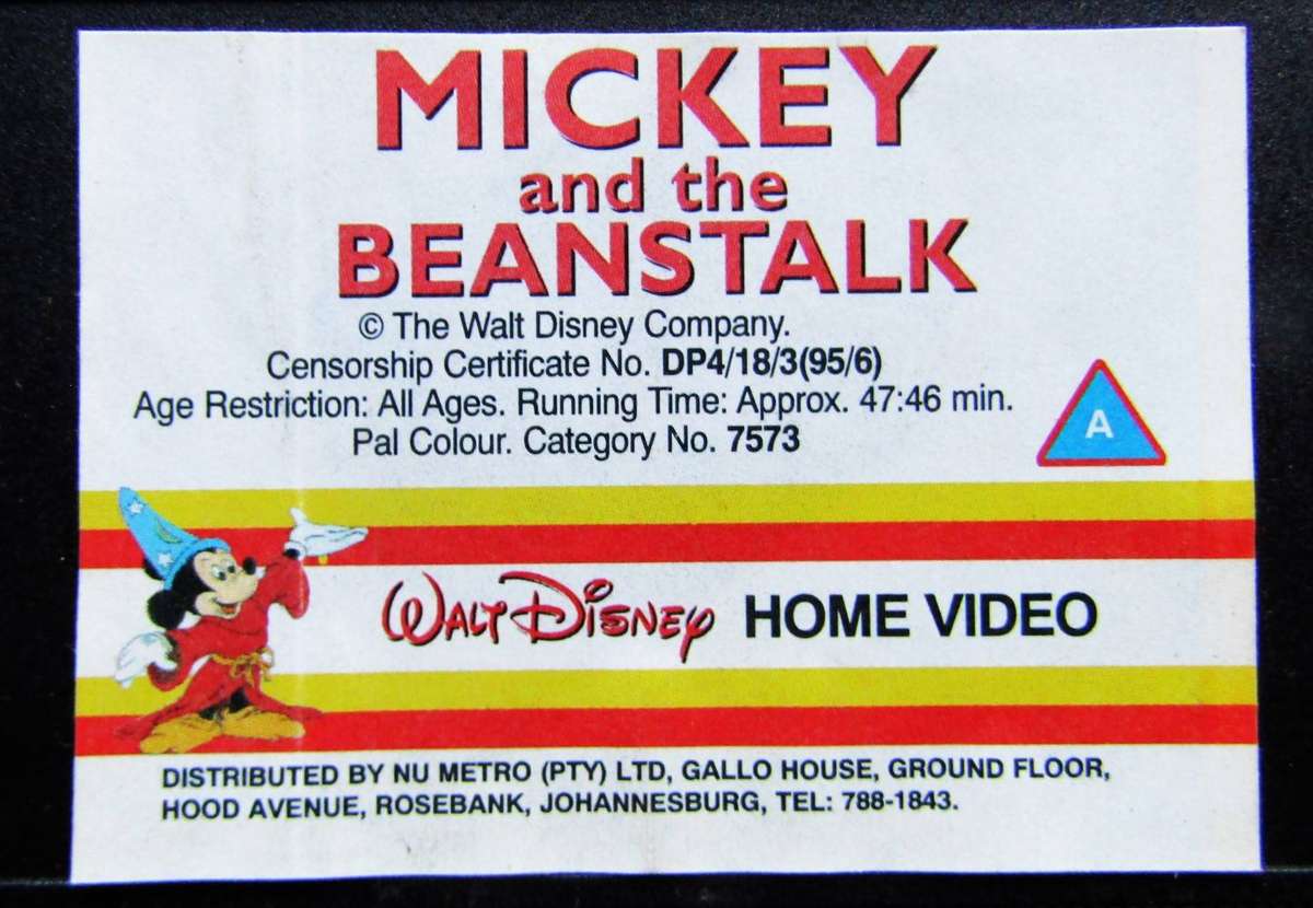 Mickey and the Beanstalk - Disney VHS Tape (1995)