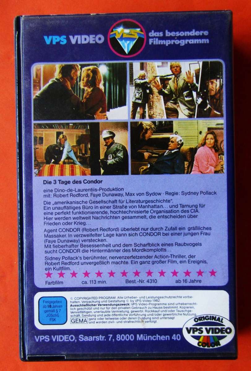 Die Drei Tage Des Condor - German Movie VHS Tape
