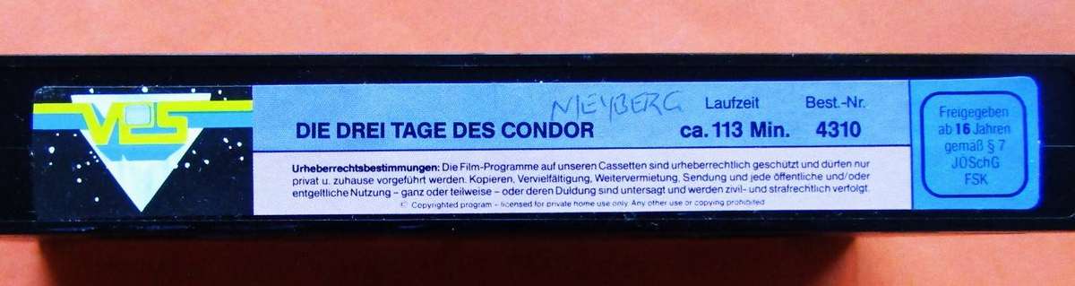 Die Drei Tage Des Condor - German Movie VHS Tape