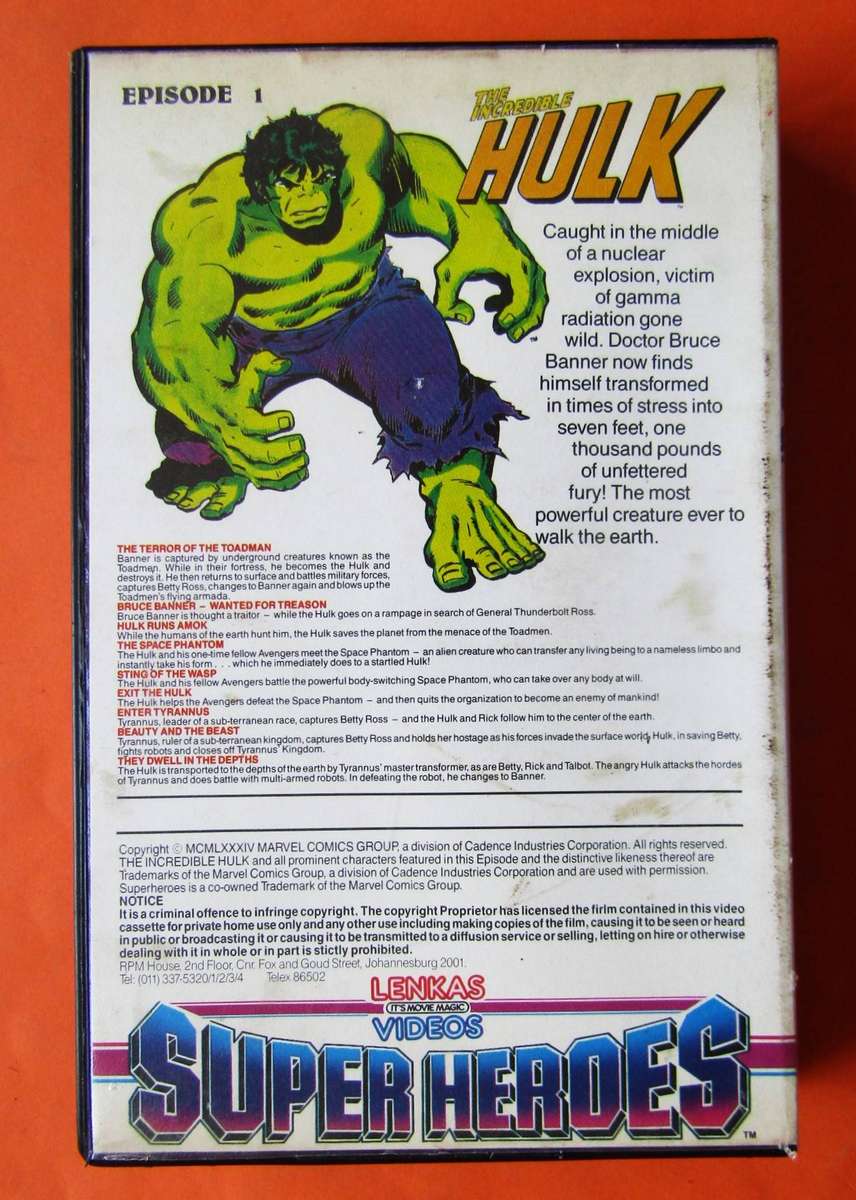 The Incredible Hulk - Episode 1 - Marvel Comics VHS Tape (1984)