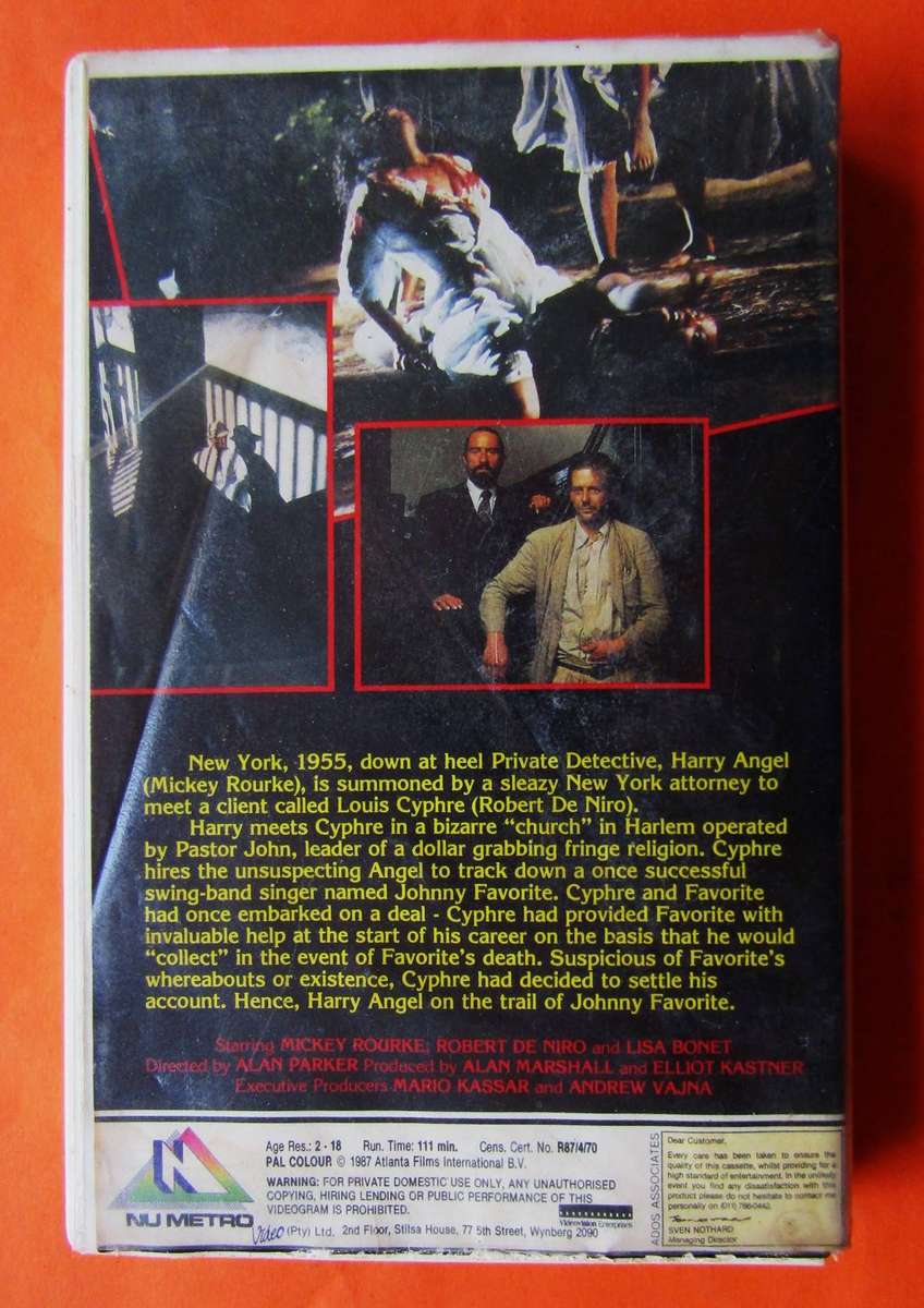 Angel Heart - Horror Movie VHS Tape (1987)