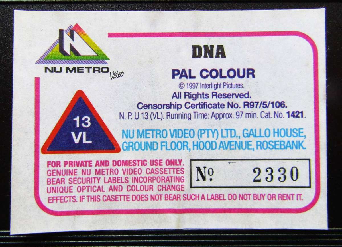 DNA - Horror Movie VHS Tape (1997)
